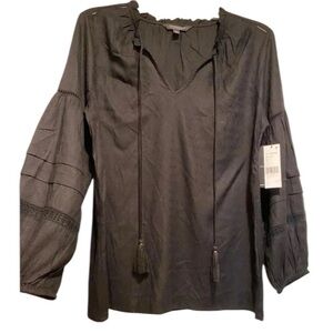 Liverpool women’s black BoHo Viscose long sleeve tassel oversized, comfortable S